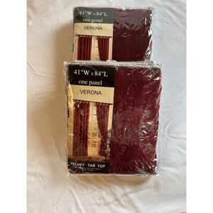 Verona Burgundy Drape Panel 41" W x 84"L Set of Two, NIB, Velvet, Tab Top